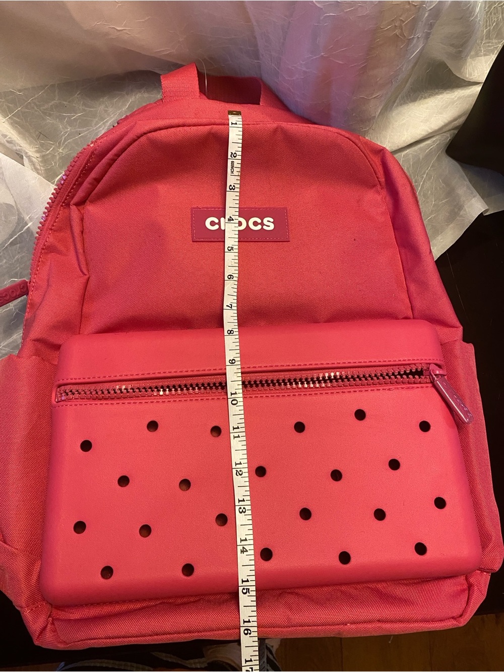 CROCS Bubblegum Pink Backpack with Perforated Front Pocket